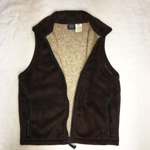 Vintage Chocolate Brown “Black Ice” Women's L Faux w/ 2 Zipper Pocket Suede Vest